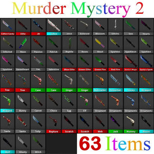 63 ITEMS SET MM2 Murder Mystery common uncommon